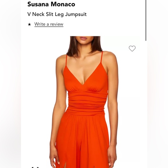 Susana Monaco V neck slit leg jumpsuit XS NWT Pumpkin - Picture 2 of 5